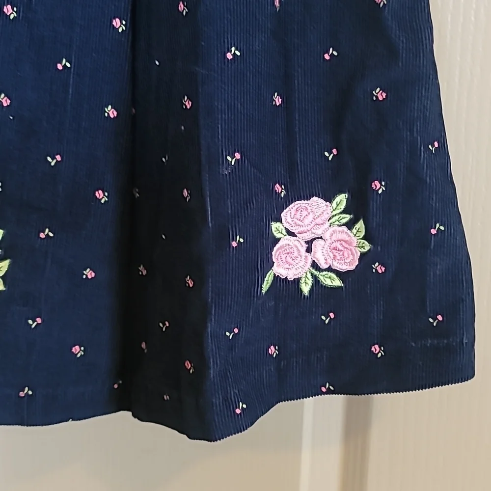 Samara 6x blue corduroy dress with flower embroidery